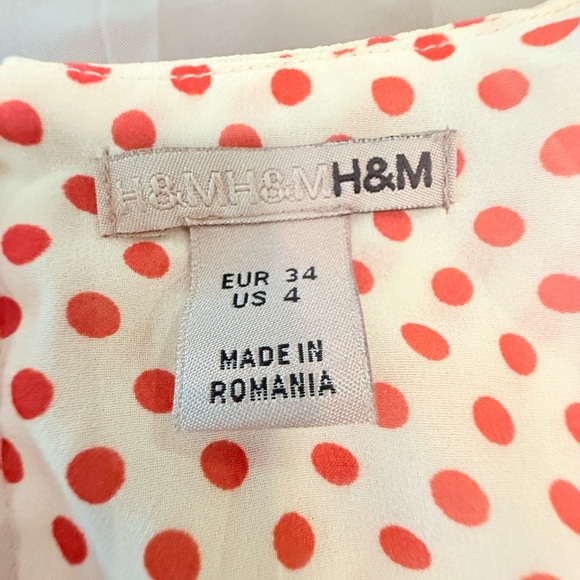 H&M Y2K Vintage White/Red Polka Dot Sleeveless Blouse w/ Tie Front Size 4/Small - Picture 10 of 12